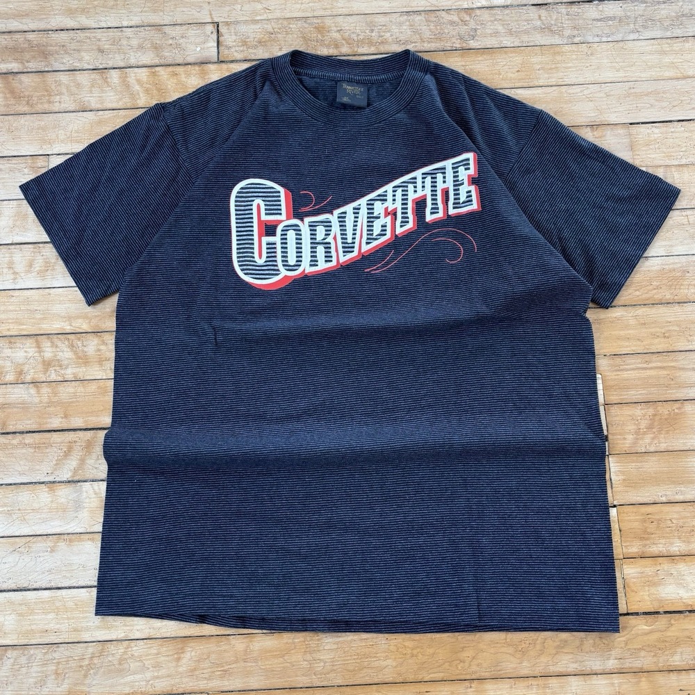 VTG 80s Corvette T-Shirt Microstripe Mens L Single Stitch Made In USA
